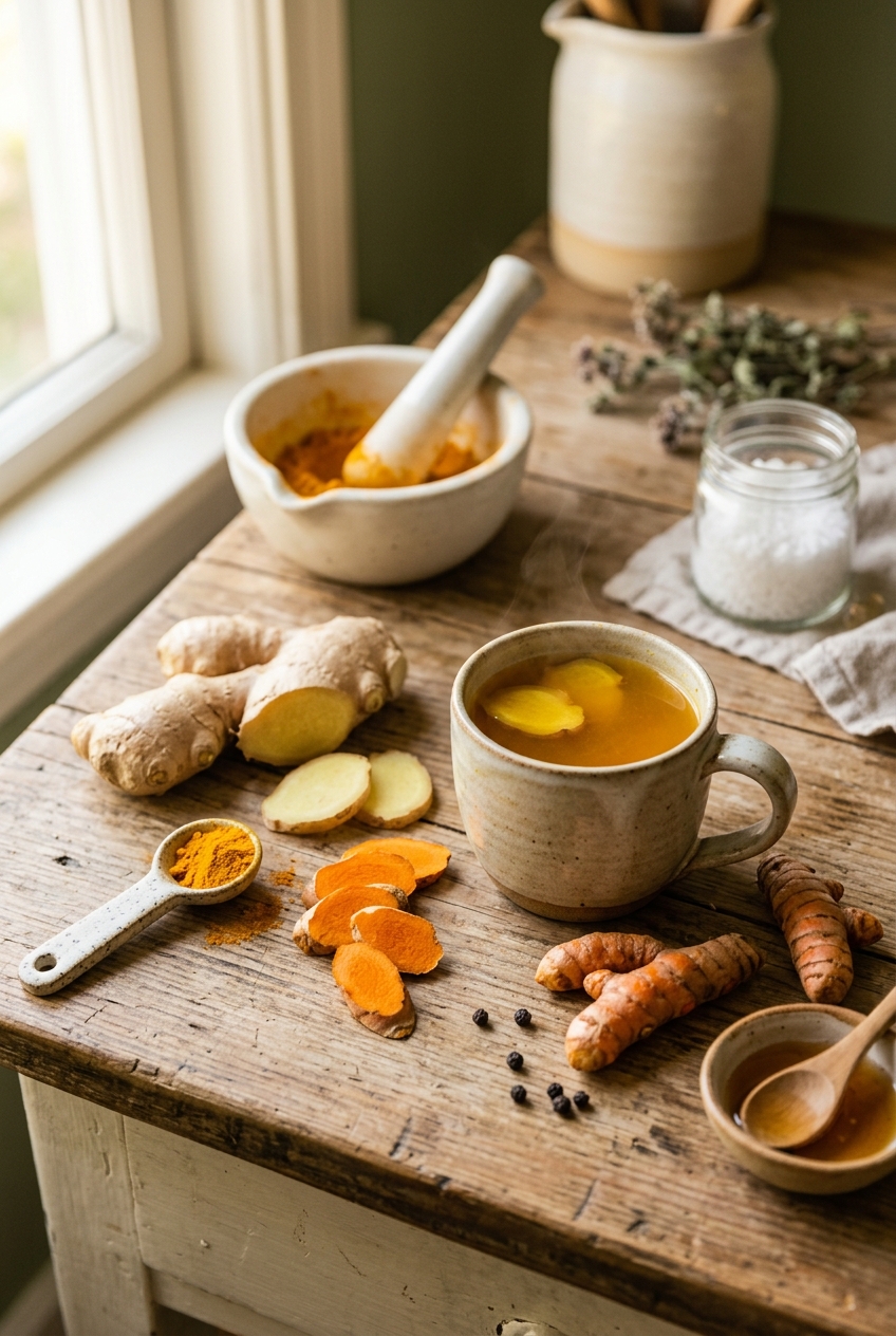 Homemade Ginger-Turmeric Wellness Tonic: A Soothing DIY Remedy botanical guide image