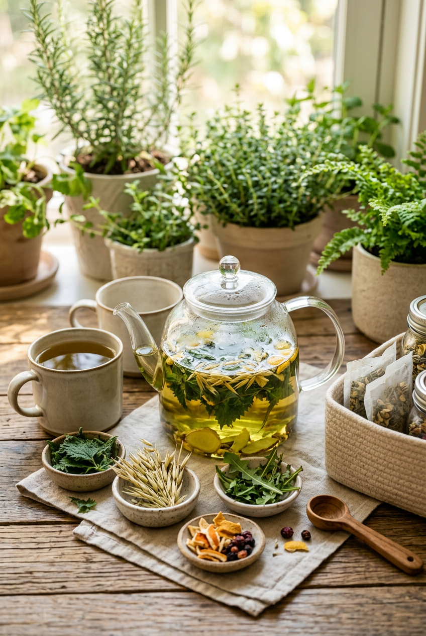 Spring Renewal Tea: A 7-Day Herbal Protocol for Natural Energy & Clarity botanical guide image