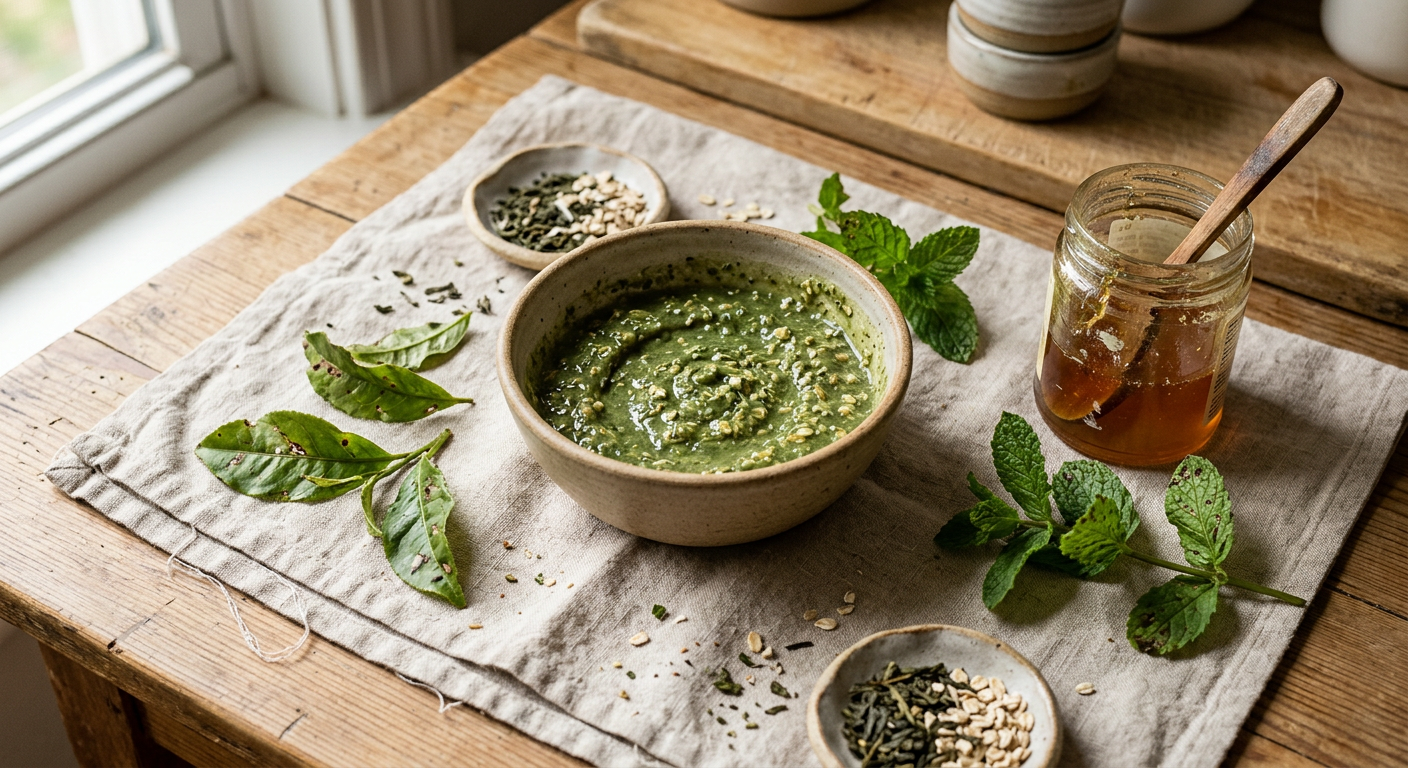 Green Tea and Honey Brightening Face Mask: A DIY Recipe for Radiant Skin botanical guide image